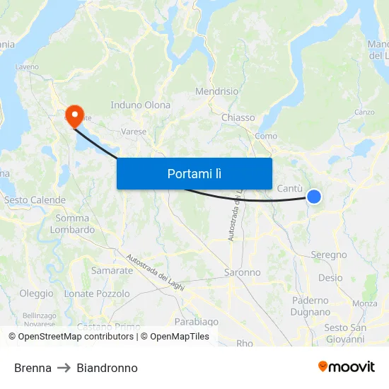 Brenna to Biandronno map