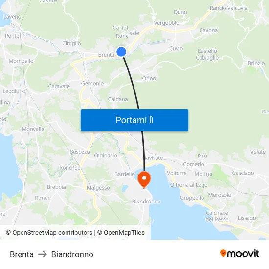 Brenta to Biandronno map