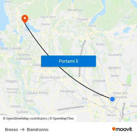 Bresso to Biandronno map