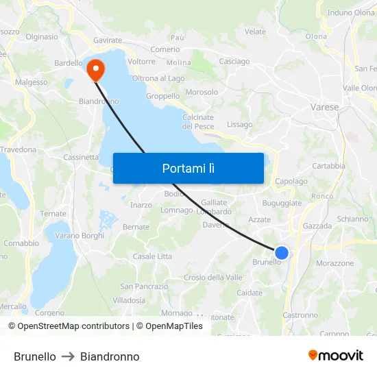 Brunello to Biandronno map