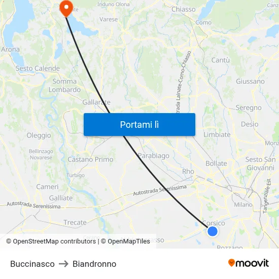 Buccinasco to Biandronno map