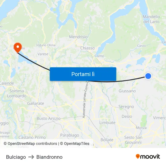 Bulciago to Biandronno map