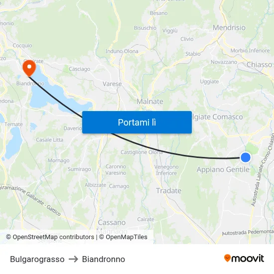 Bulgarograsso to Biandronno map