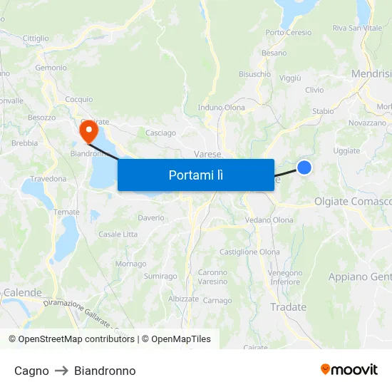 Cagno to Biandronno map