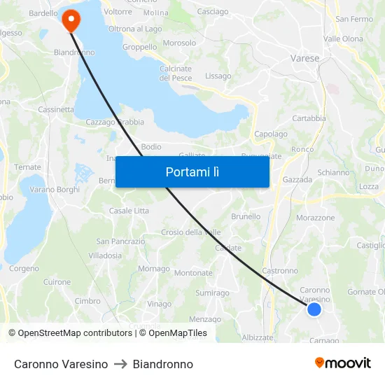 Caronno Varesino to Biandronno map