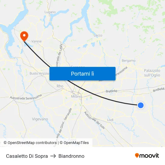 Casaletto Di Sopra to Biandronno map