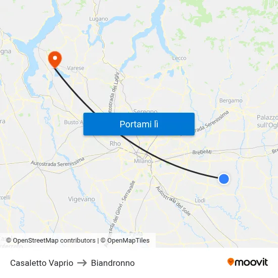 Casaletto Vaprio to Biandronno map