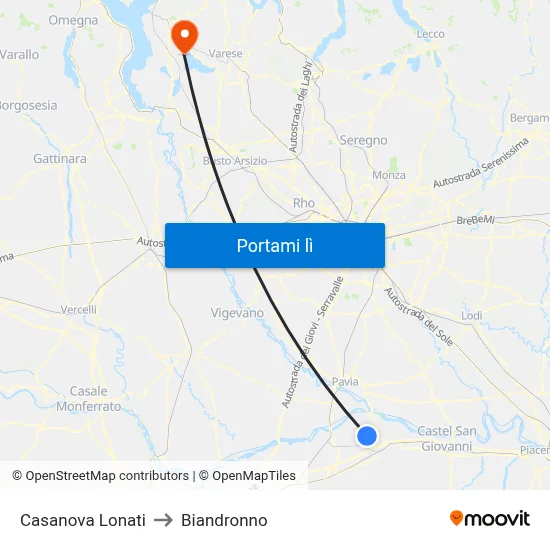 Casanova Lonati to Biandronno map
