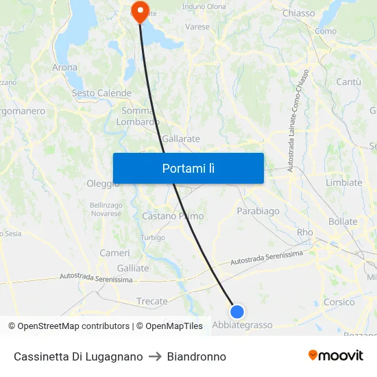 Cassinetta Di Lugagnano to Biandronno map