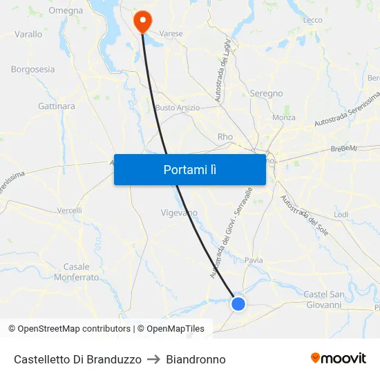 Castelletto Di Branduzzo to Biandronno map
