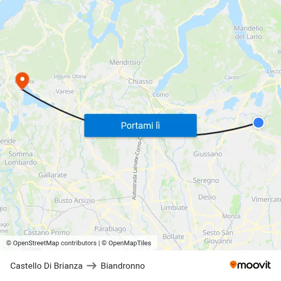 Castello Di Brianza to Biandronno map