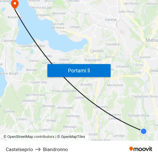 Castelseprio to Biandronno map