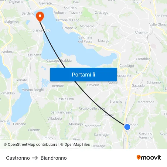 Castronno to Biandronno map