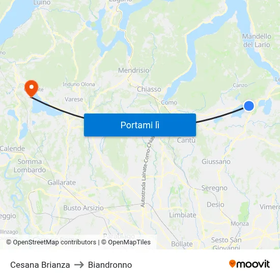 Cesana Brianza to Biandronno map