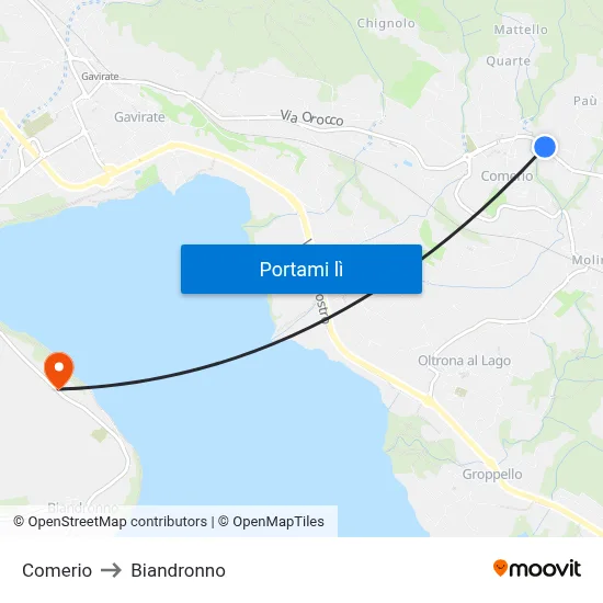 Comerio to Biandronno map