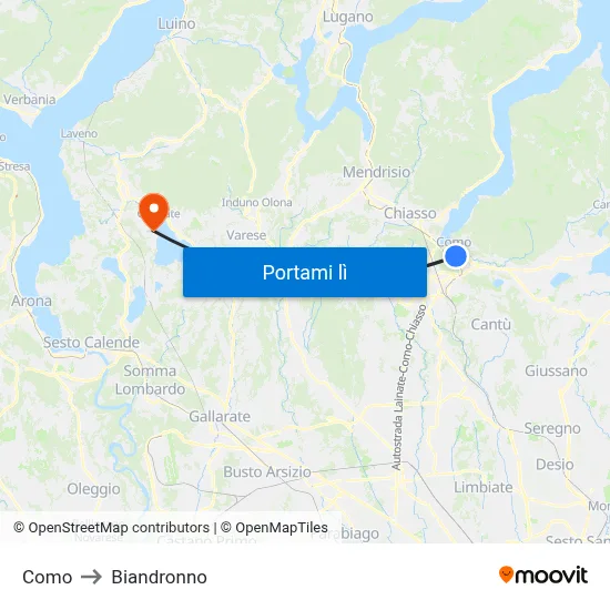 Como to Biandronno map