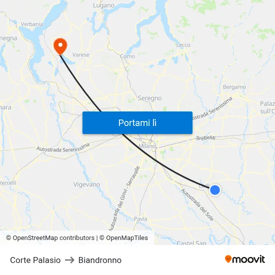 Corte Palasio to Biandronno map