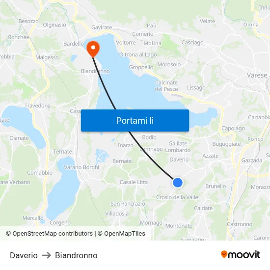 Daverio to Biandronno map