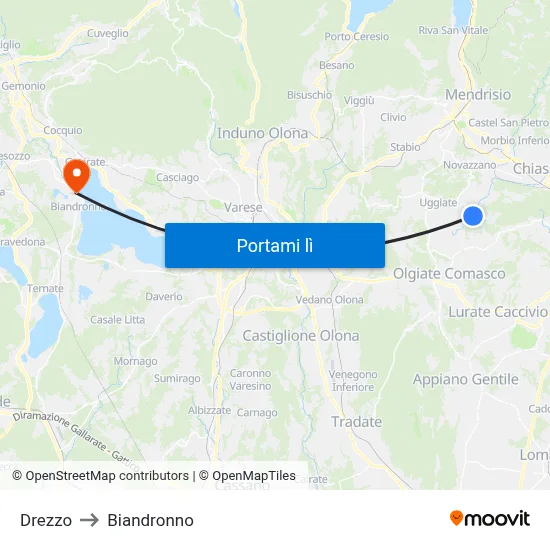 Drezzo to Biandronno map