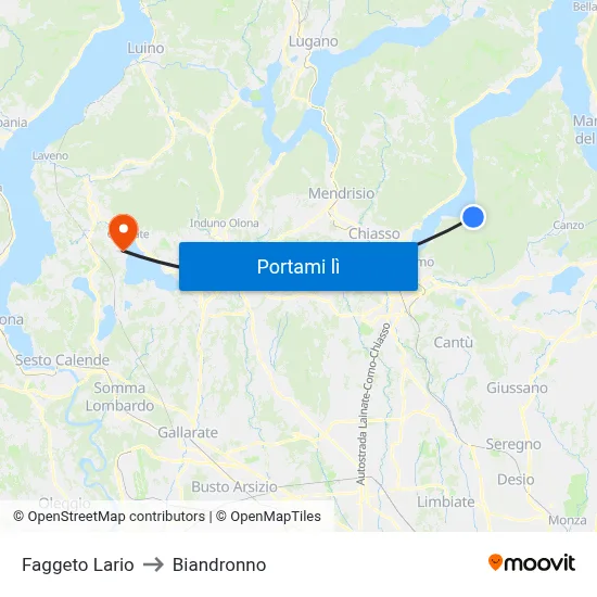 Faggeto Lario to Biandronno map