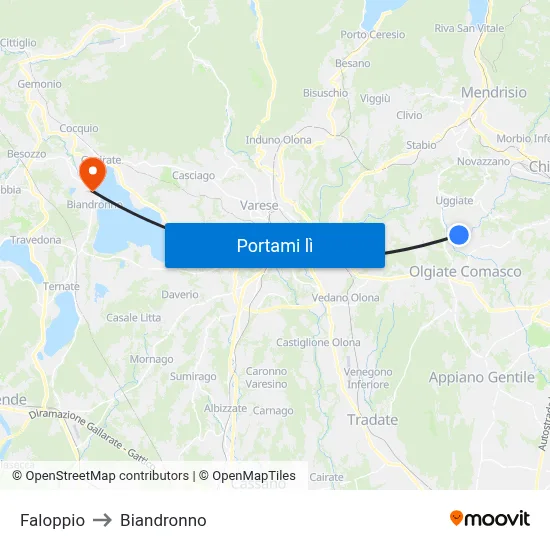 Faloppio to Biandronno map