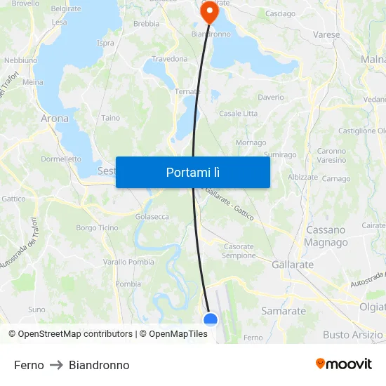 Ferno to Biandronno map