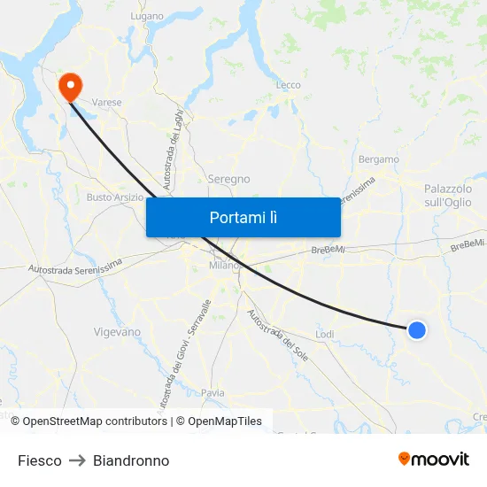 Fiesco to Biandronno map
