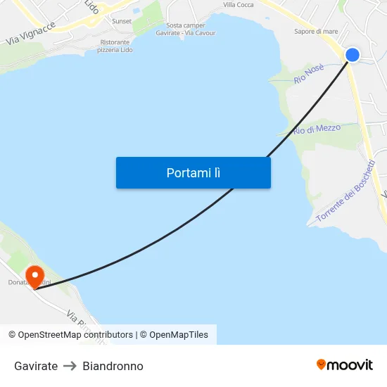 Gavirate to Biandronno map