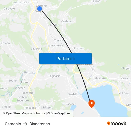 Gemonio to Biandronno map