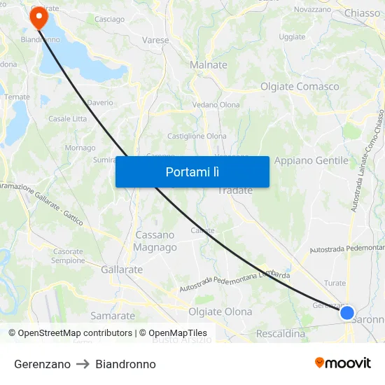 Gerenzano to Biandronno map