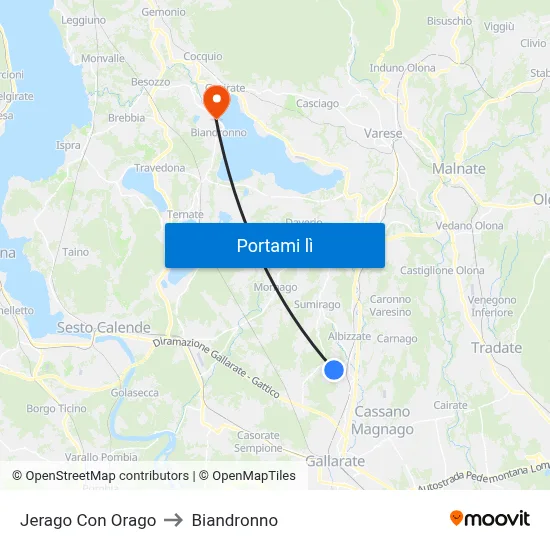 Jerago Con Orago to Biandronno map