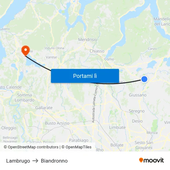 Lambrugo to Biandronno map