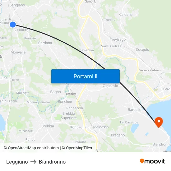 Leggiuno to Biandronno map