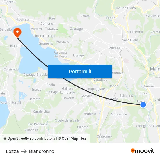 Lozza to Biandronno map