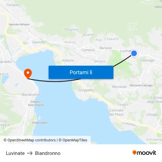 Luvinate to Biandronno map