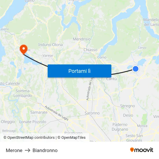 Merone to Biandronno map