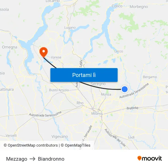 Mezzago to Biandronno map