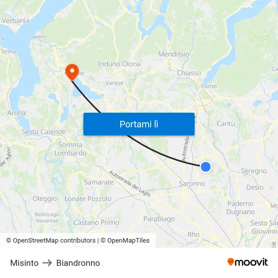 Misinto to Biandronno map