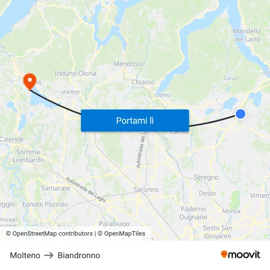 Molteno to Biandronno map