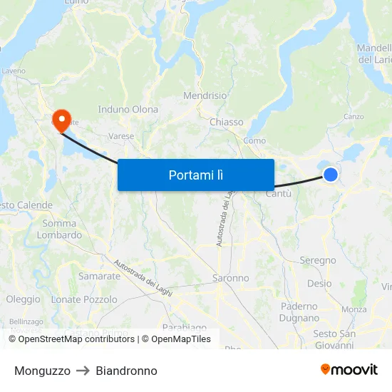 Monguzzo to Biandronno map