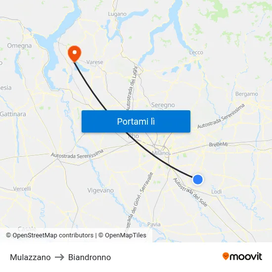Mulazzano to Biandronno map