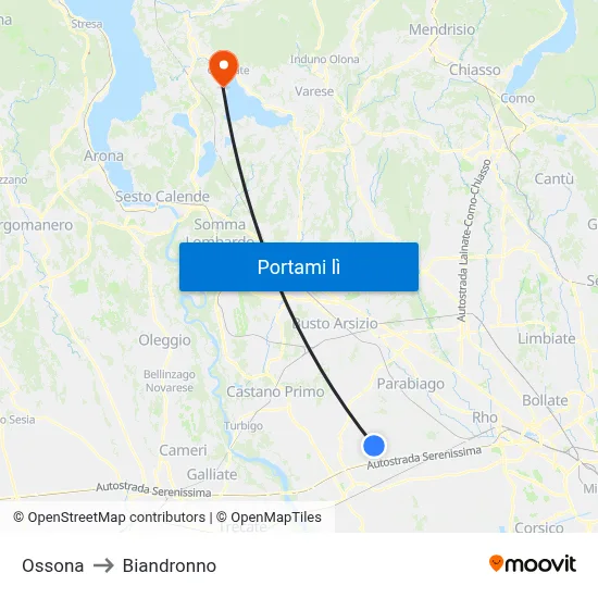 Ossona to Biandronno map