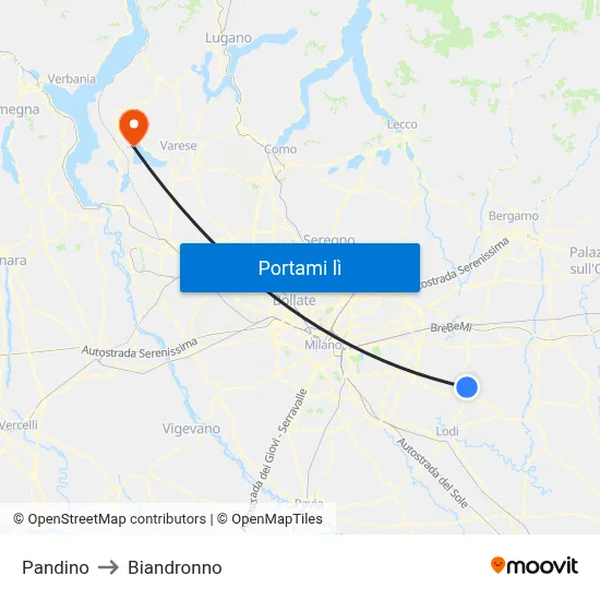 Pandino to Biandronno map
