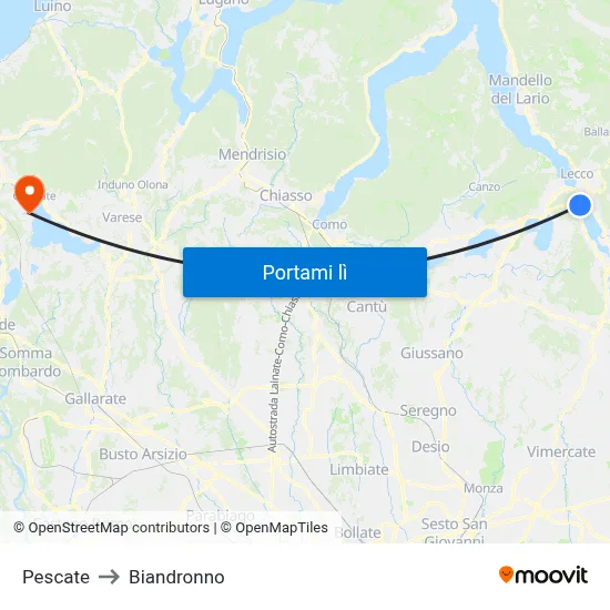 Pescate to Biandronno map