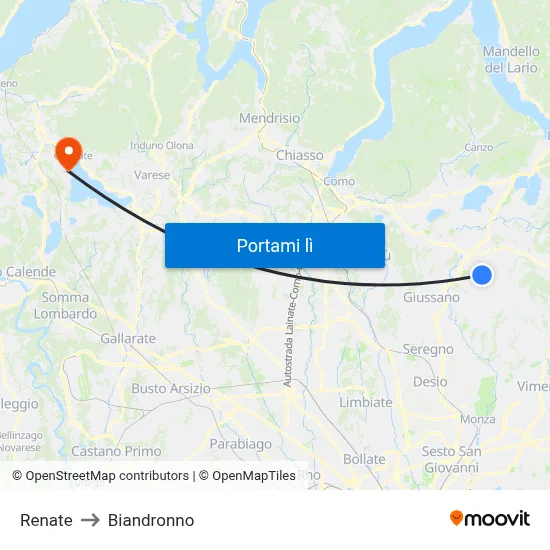 Renate to Biandronno map