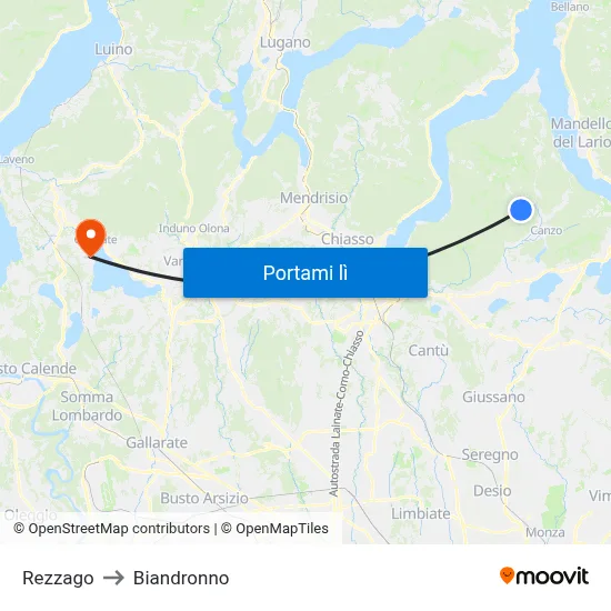 Rezzago to Biandronno map