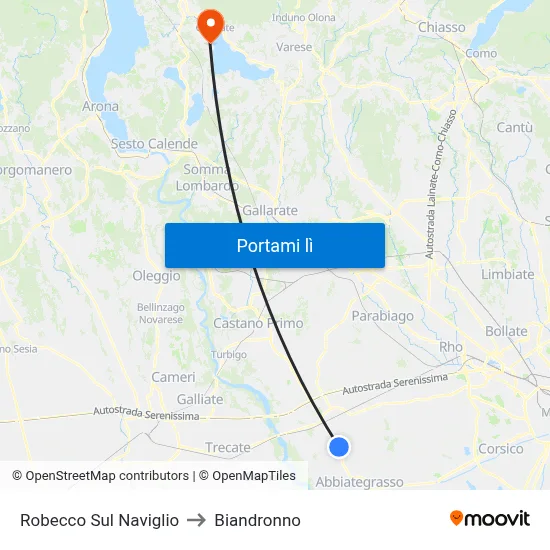 Robecco Sul Naviglio to Biandronno map
