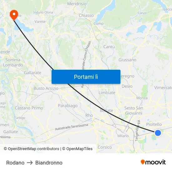 Rodano to Biandronno map