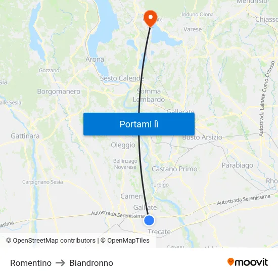 Romentino to Biandronno map