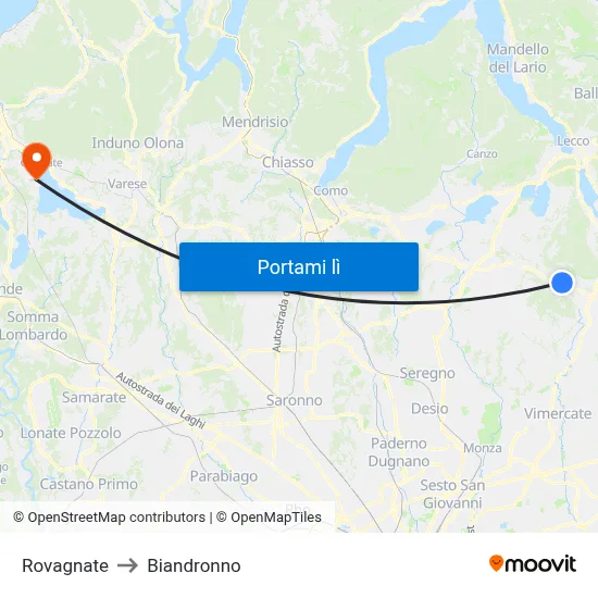 Rovagnate to Biandronno map